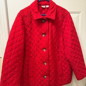 Chico's Vibrant Red Quilted Puffer Jacket